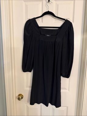 Express Black Square-Neck Puff Sleeve Mini Dress